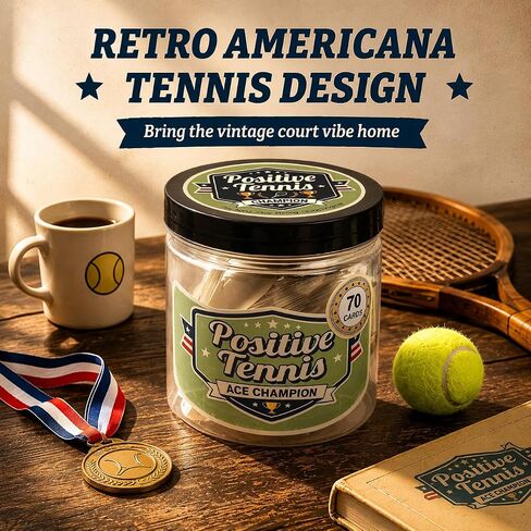 Positive Tennis Jar with 70 Affirmation Cards, Inspirational Tennis Gifts for Women & Men, Motivational Tennis Ball Decor, Fun Coach Appreciation Gift for Tennis Lovers and Players in Kuwait