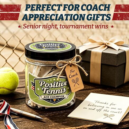 Positive Tennis Jar with 70 Affirmation Cards, Inspirational Tennis Gifts for Women & Men, Motivational Tennis Ball Decor, Fun Coach Appreciation Gift for Tennis Lovers and Players in Kuwait