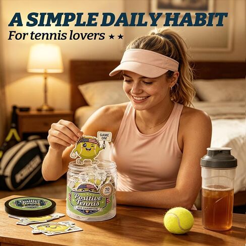 Positive Tennis Jar with 70 Affirmation Cards, Inspirational Tennis Gifts for Women & Men, Motivational Tennis Ball Decor, Fun Coach Appreciation Gift for Tennis Lovers and Players in Kuwait