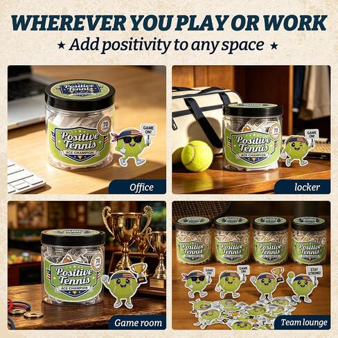 Positive Tennis Jar with 70 Affirmation Cards, Inspirational Tennis Gifts for Women & Men, Motivational Tennis Ball Decor, Fun Coach Appreciation Gift for Tennis Lovers and Players in Kuwait