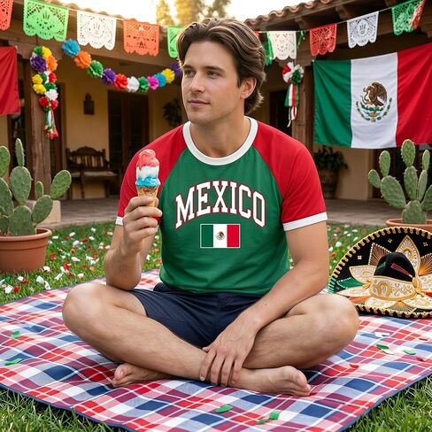 Mexico Shirts for Men Mexican Flag Graphic Raglan T Shirts Mexico Independence Day Patriotic Casual Tops in Kuwait