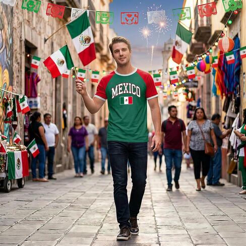 Mexico Shirts for Men Mexican Flag Graphic Raglan T Shirts Mexico Independence Day Patriotic Casual Tops in Kuwait
