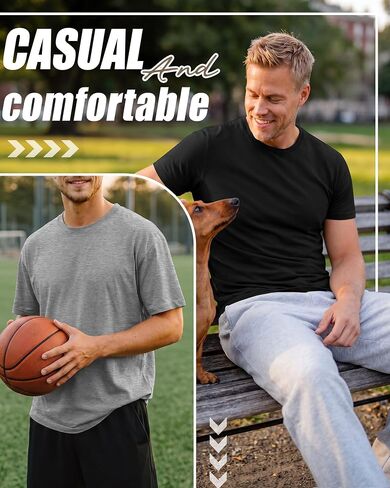 Huukeay 4 Pack Mens T Shirts Short Sleeve Crew Neck Cotton Shirts Casual Loose Fit Summer Tees Basic Workout Comfortable Tops in Kuwait