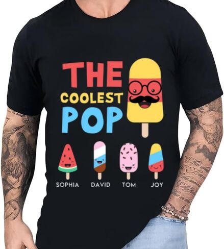 The Coolest Pop - Personalized Shirt, The Coolest Pop Shirt, Personalized Father's Day Shirts for Dad Grandpa Papa, Custom Dad Shirts for Men, Personalized Gifts for Daddy, Grandpa Multi in Saudi Arabia