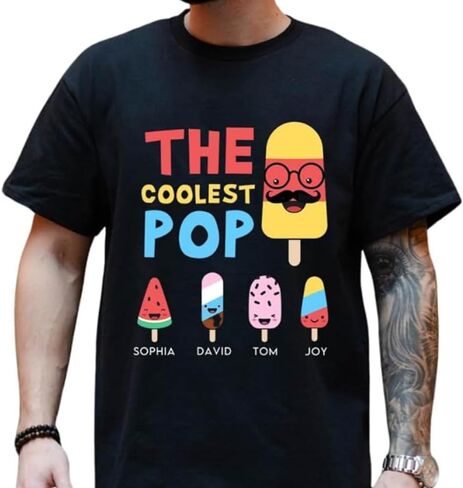 The Coolest Pop - Personalized Shirt, The Coolest Pop Shirt, Personalized Father's Day Shirts for Dad Grandpa Papa, Custom Dad Shirts for Men, Personalized Gifts for Daddy, Grandpa Multi in Saudi Arabia