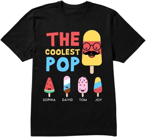 The Coolest Pop - Personalized Shirt, The Coolest Pop Shirt, Personalized Father's Day Shirts for Dad Grandpa Papa, Custom Dad Shirts for Men, Personalized Gifts for Daddy, Grandpa Multi in Saudi Arabia