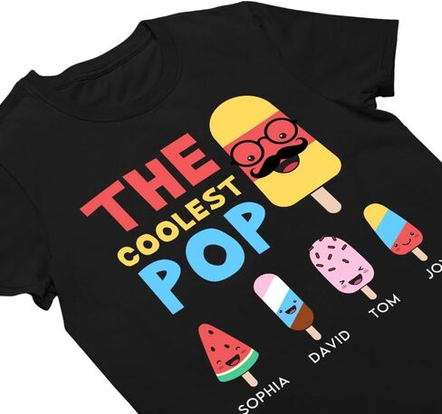 The Coolest Pop - Personalized Shirt, The Coolest Pop Shirt, Personalized Father's Day Shirts for Dad Grandpa Papa, Custom Dad Shirts for Men, Personalized Gifts for Daddy, Grandpa Multi in Saudi Arabia