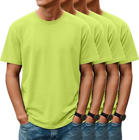 Huukeay 4 Pack Mens T Shirts Short Sleeve Crew Neck Cotton Shirts Casual Loose Fit Summer Tees Basic Workout Comfortable Tops in Kuwait