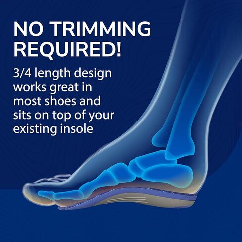 Custom Fit Orthotics 3/4 Length Inserts CF 340, Arch Support Insoles for Men Women, Get Clinically Proven All-Day Relief from Lower Back, Knee, Plantar Fasciitis & Heel Pain, Achy Feet in Kuwait