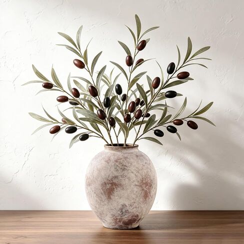 Large Ceramic Vase - 9.8 Inch Rustic Farmhouse Flower Vaase | Round decorative pottery vase for home decor, living room table, entryway, bookshelf, mantel & fireplace in Kuwait
