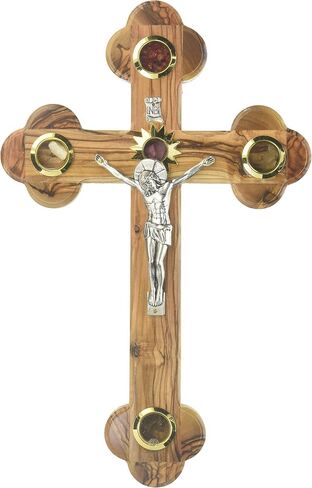 Wooden Cross of Jesus From The Places Of His Birth - Beautiful Jesus Christ Wall Mounted Crucifix - Church, Chapel Sacred Object, Craft Processing In Authentic Olive Wood -Perfect Christmas Gift in Kuwait