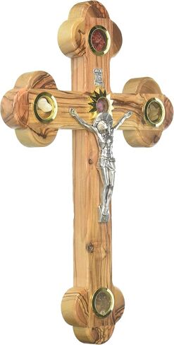 Wooden Cross of Jesus From The Places Of His Birth - Beautiful Jesus Christ Wall Mounted Crucifix - Church, Chapel Sacred Object, Craft Processing In Authentic Olive Wood -Perfect Christmas Gift in Kuwait
