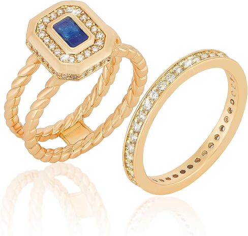 Richapex 18K Gold Plated Stacking Cubic Zirconia Thumb Ring, Set Trendy Statement Promise Wedding Bands Engagement, Stackable Gold Rings for Women, Two-in-One Rings, Size7/8/9 in Saudi Arabia