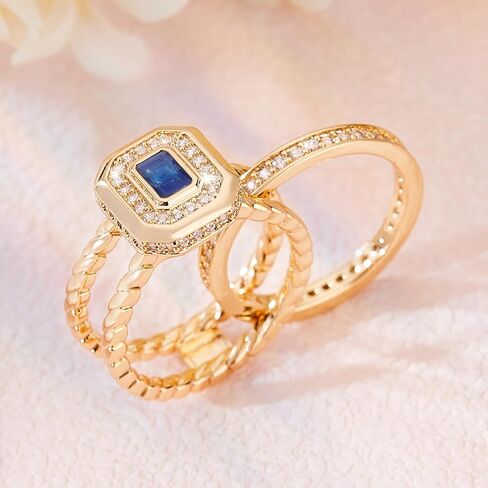 Richapex 18K Gold Plated Stacking Cubic Zirconia Thumb Ring, Set Trendy Statement Promise Wedding Bands Engagement, Stackable Gold Rings for Women, Two-in-One Rings, Size7/8/9 in Saudi Arabia