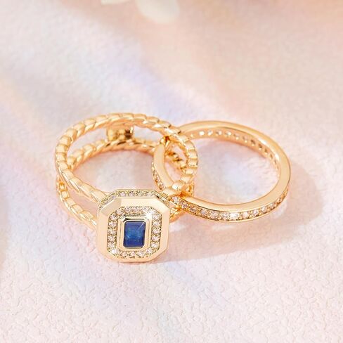 Richapex 18K Gold Plated Stacking Cubic Zirconia Thumb Ring, Set Trendy Statement Promise Wedding Bands Engagement, Stackable Gold Rings for Women, Two-in-One Rings, Size7/8/9 in Saudi Arabia