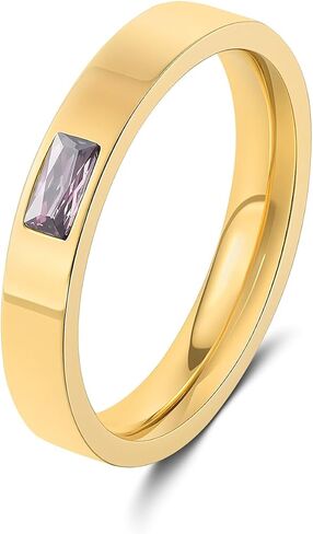 Birthstone Rings for Women Non Tarnish 14K Gold Plated Stackable Band Statement Dainty CZ Rings Anniversary Mother's Day Christmas Gift in Saudi Arabia