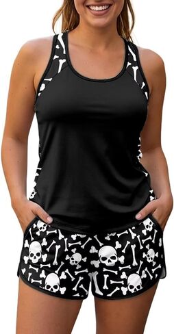Slimming Swimsuits for Women, Tankini Top Elasticized Waist Drawstring Bottom Bathing Suit in Saudi Arabia