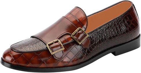 Santimon Men's Dress Loafer Shoes Double Monk Strap Slip On Loafers Formal Business Casual Dress Shoes for Men in Kuwait