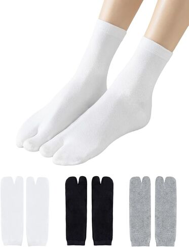 Yawlsow 3 Pairs Tabi Socks Flip Flop Socks Japanese Split Toe Cotton Crew Sock for Women Men Unisex in Saudi Arabia