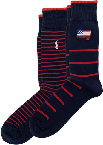 Polo Ralph Lauren Men's Embroidered Flag & Stripes Crew Sock in Kuwait