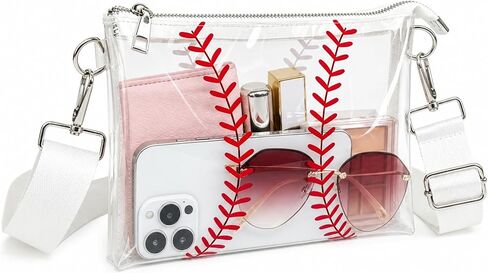 Clear Baseball Purse for Women, Game Day Stadium Approved Clear Crossbody Bag with Adjustable Strap for Sports Events in Saudi Arabia