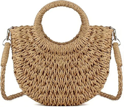 Fozehlad Straw Purse for Women, Woven Beach Tote Bag,Summer Vacation Handbag, Poolside Travel Shoulder Bag in Saudi Arabia