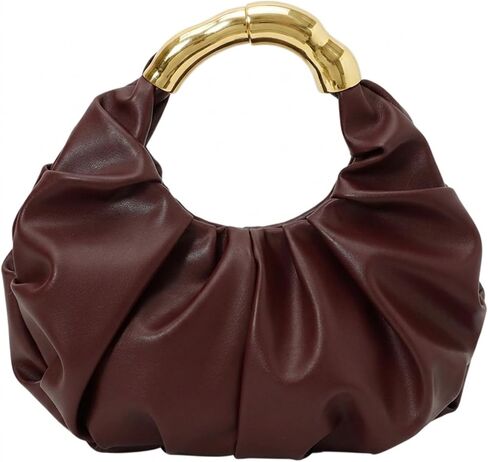 Gold Clutch Purse for Women, PU Leather Evening Handbag Pleated Bag with Fade-Resistant Handle for Party Prom Wedding in Saudi Arabia