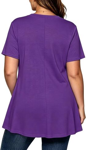 Afibi V Neck Short Sleeve Tunic Tops for Women Loose Fit Dressy Shirts for Leggings with Side Split in Kuwait