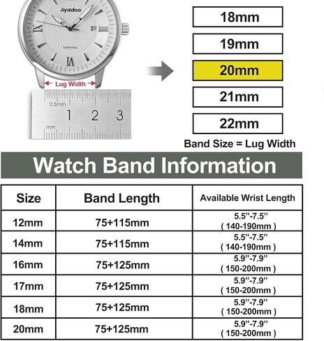 Ayadoo Genuine Leather Watch Band for Women Men, Embossed Alligator Grain, Band Width 12mm 14mm 16mm 17mm 18mm 20mm in Saudi Arabia