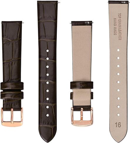 Ayadoo Genuine Leather Watch Band for Women Men, Embossed Alligator Grain, Band Width 12mm 14mm 16mm 17mm 18mm 20mm in Saudi Arabia