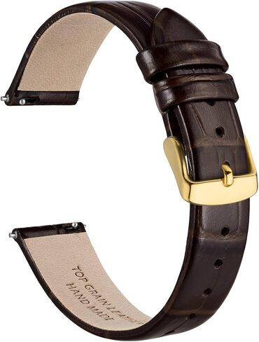 Ayadoo Genuine Leather Watch Band for Women Men, Embossed Alligator Grain, Band Width 12mm 14mm 16mm 17mm 18mm 20mm in Saudi Arabia