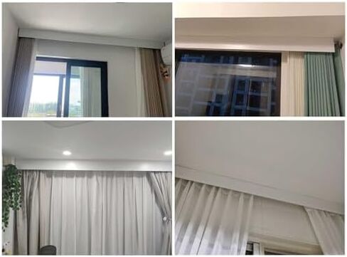 مسار ستائر السقف ذو الصف المزدوج شديد التحمل - نظام ستائر التعتيم الصامت، ستارة بيضاء 300 سم/9.8 قدم للأبواب المنزلقة والنوافذ الكبيرة، سهلة التركيب، لا تتضمن مسارًا in Kuwait