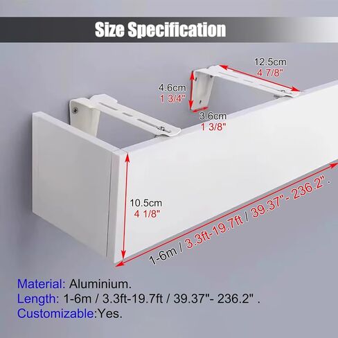 Extra Long Curtain Pelmet Box 390cm (12.8ft) - Stylish Wall-Mount Cornice, Elegant Curtain Track Cover, Decorative Window Treatment for Home Décor, Perfect for Modern Interiors in Kuwait