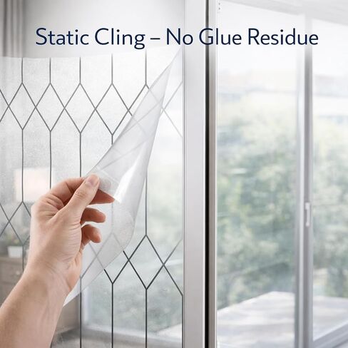 Overlays for Mirrored Closet Doors 17.5'' x 197'' – Diamond Lattice Frosted Window Film Roll, Decorative Glass Covering for Sliding Closet Door, Bedroom, Apartment, Renter Friendly in Saudi Arabia