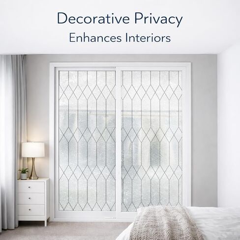 Overlays for Mirrored Closet Doors 17.5'' x 197'' – Diamond Lattice Frosted Window Film Roll, Decorative Glass Covering for Sliding Closet Door, Bedroom, Apartment, Renter Friendly in Saudi Arabia