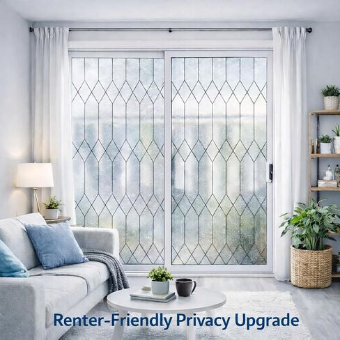 Overlays for Mirrored Closet Doors 17.5'' x 197'' – Diamond Lattice Frosted Window Film Roll, Decorative Glass Covering for Sliding Closet Door, Bedroom, Apartment, Renter Friendly in Saudi Arabia