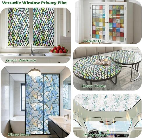 Stickyart Window Privacy Film Decorative Vintage Colorful Geometric Checkered Stained Glass Window Film Static Cling Non-Adhesive Sun Blocking 3D Privacy Sticker for Glass Door Bathroom 17.5"x39.4" in Saudi Arabia