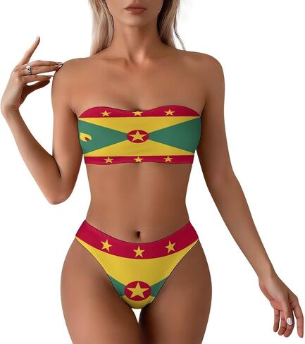 Flag of Guatemala Women's Strapless Bandeau Bikini Swimsuit Set-Two-Piece Sexy Triangle Bottoms for Beach Parties X-Small in Kuwait