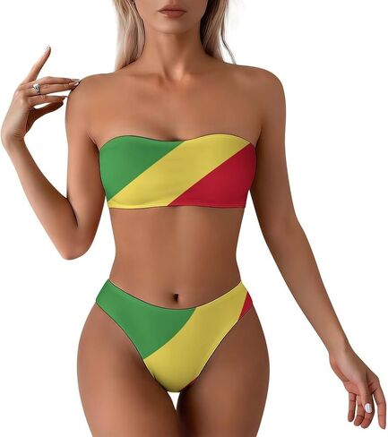 Flag of Guatemala Women's Strapless Bandeau Bikini Swimsuit Set-Two-Piece Sexy Triangle Bottoms for Beach Parties X-Small in Kuwait