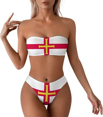 Flag of Guatemala Women's Strapless Bandeau Bikini Swimsuit Set-Two-Piece Sexy Triangle Bottoms for Beach Parties X-Small in Kuwait