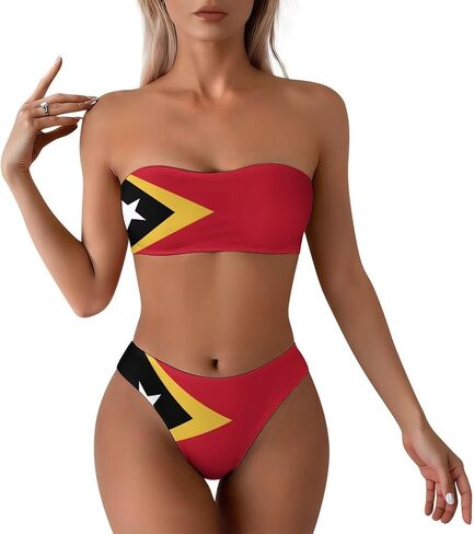 Flag of Guatemala Women's Strapless Bandeau Bikini Swimsuit Set-Two-Piece Sexy Triangle Bottoms for Beach Parties X-Small in Kuwait