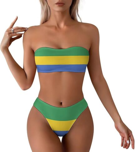 Flag of Guatemala Women's Strapless Bandeau Bikini Swimsuit Set-Two-Piece Sexy Triangle Bottoms for Beach Parties X-Small in Kuwait
