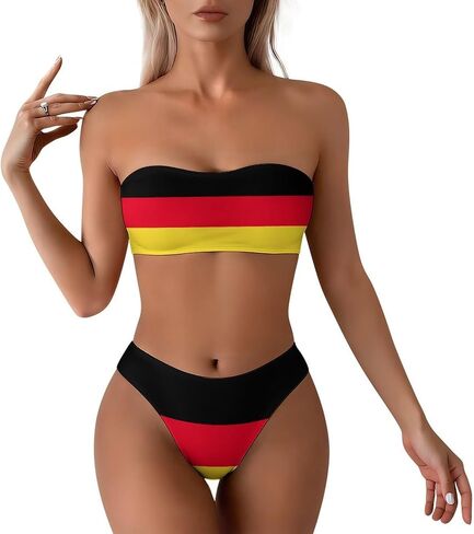 Flag of Guatemala Women's Strapless Bandeau Bikini Swimsuit Set-Two-Piece Sexy Triangle Bottoms for Beach Parties X-Small in Kuwait