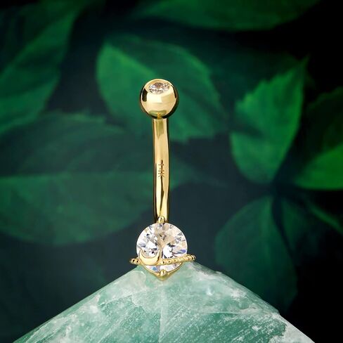 COCHARM 14k Gold Belly Button Rings 14G Saturn Yellow Gold Belly Rings for Women Dainty Belly Piercing Jewelry in Kuwait