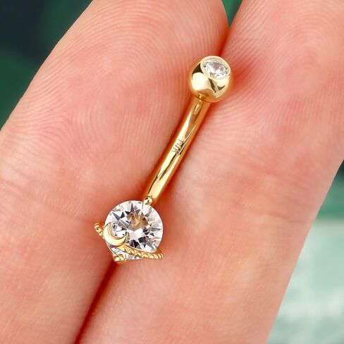 COCHARM 14k Gold Belly Button Rings 14G Saturn Yellow Gold Belly Rings for Women Dainty Belly Piercing Jewelry in Kuwait
