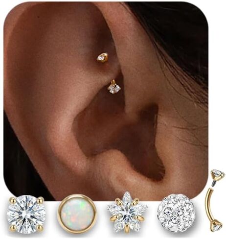 Daith Rook Piercing Jewelry 16G 18G Surgical Steel Curved Barbell Eyebrow Piercing Vertical Labret Lip Jewelry Hypoallergenic Stainless Surface Eyebrow Rook Daith Earrings for Women Men 6MM 8MM 10MM in Saudi Arabia