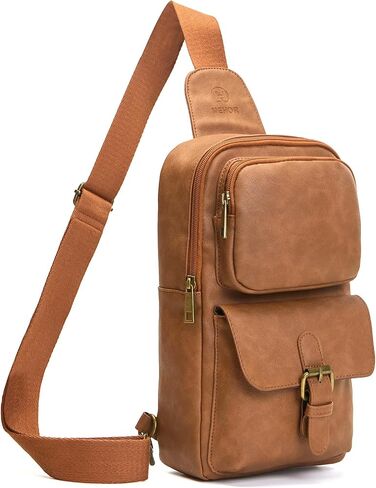 Sling Bag for Men Women, Black | PU Leather, Crossbody Bag, Waterproof, Vintage Shoulder Bags in Saudi Arabia
