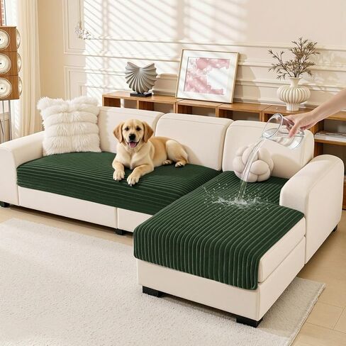 MEETSKY 100% Waterproof Sectional Couch Covers, 2 Pieces Non Slip Couch Covers for Dogs, L Shaped Sofa Covers for Pets Washable, Sofa Slipcover Furniture Protector, Chocolate, Large, 35"x63"+35"x63" in Saudi Arabia
