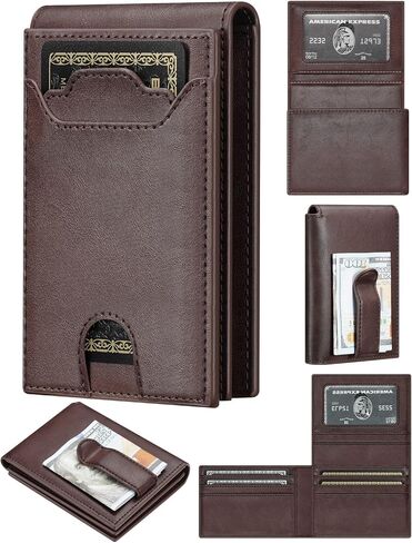 furid Leather Slim Wallet for Men Minimalist: Magnetic Closure Bifold Front Pocket Wallets with Money Clip - Rfid Credit Card Holder Wallet - Gifts for Men at Birthday in Saudi Arabia
