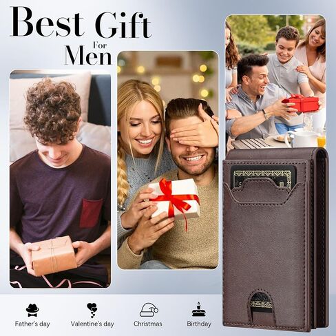 furid Leather Slim Wallet for Men Minimalist: Magnetic Closure Bifold Front Pocket Wallets with Money Clip - Rfid Credit Card Holder Wallet - Gifts for Men at Birthday in Saudi Arabia